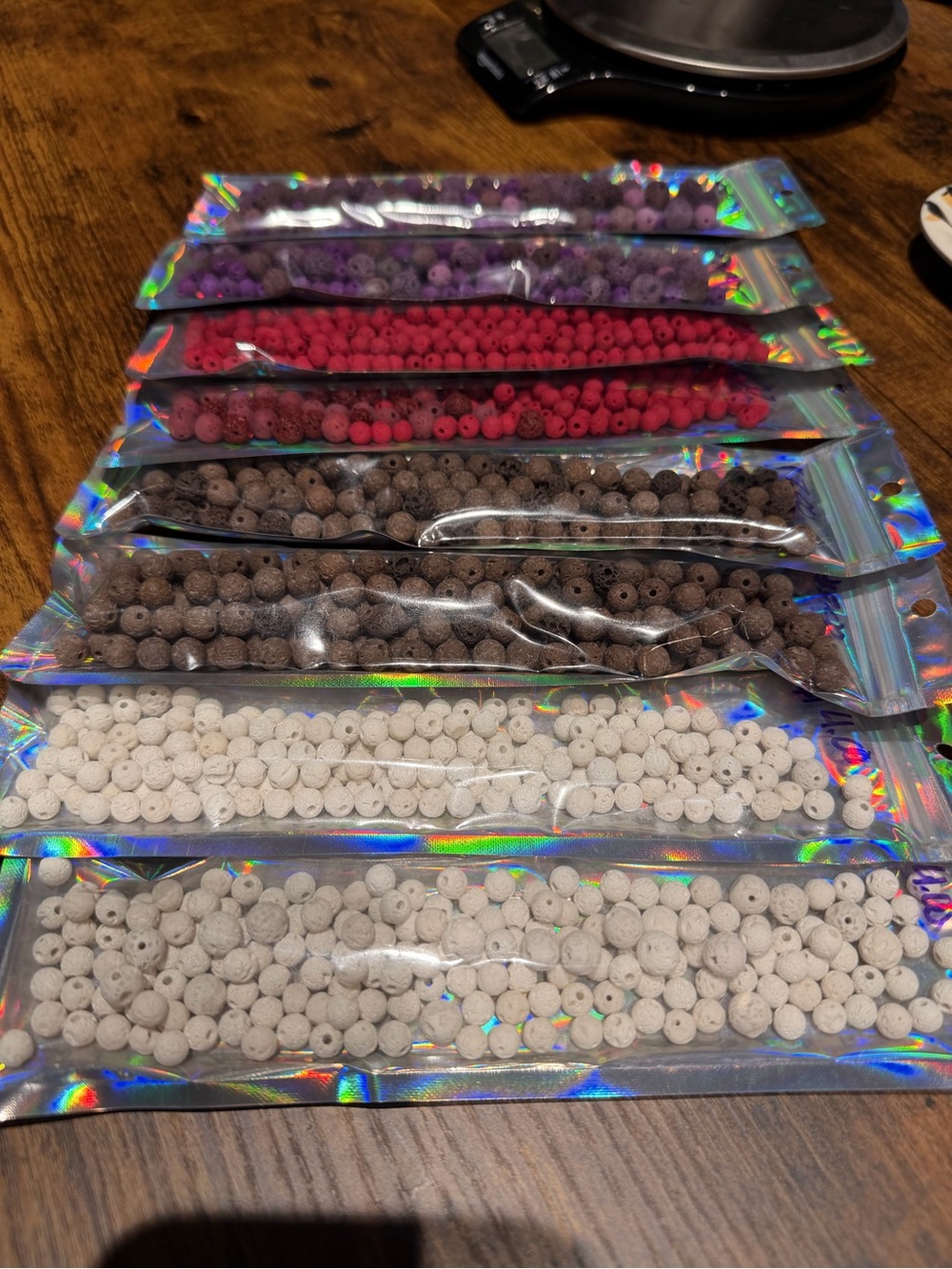 Bulk lot of Red, Brown and white lava beads for jewelry making